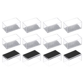 sourcing map Chair Leg Floor Protectors, 12Pcs Rectangle PVC & Felt Chair Leg Cover Caps for Hardwood Floors (Clear White, 25x45mm/ 0.98"x1.77")