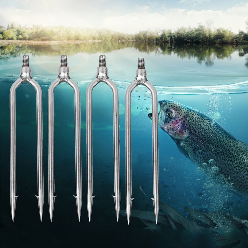 4 pcs Stainless Steel 2 Prongs Harpoon Gig Gaff Hook