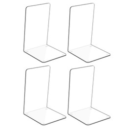 Hiziwimi 4Pcs Clear Acrylic Bookends with Non-Slip Stickers, Bookends for Bedroom Library Office School and Desktop Organizer Decoration Gift (4)