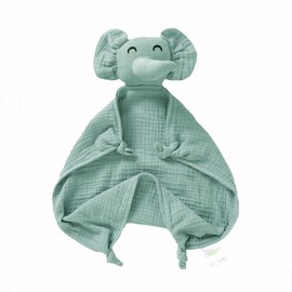 okdiy Organic Elephant Loveys for Babies,Muslin Baby Security Blankets for Babies,Soft Elephant Baby Snuggle Animals for Newborn,Newborn Baby Gift,Baby Gift for Boys and Girls (Green)