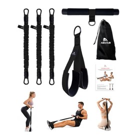Abahub Ligas de Resistencia para Ejercicio con Pedal y Mango | Bandas de Resistencia para Ejercicio, Extensor de Piernas Multifuncional, Trabaja Abs, 