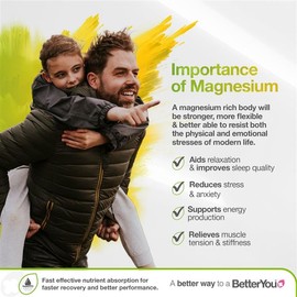 BetterYou Magnesium Glycinate, Citrate & Malate Supplement | Magnesium Max Powder - Lemon & Lime Flavoured, 3-in-1 Powder 375mg Elemental Magnesium, Fast Absorbing, Fast Acting & Easy to Use Drink