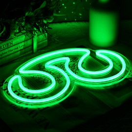 NAIYISI Gaming Scholar Neon Sign for Wall Decor, 12.8" x 7.8 ", Line Length 75", Dimmable, USB Powered, Green Neon Light for Bedroom, Game Room, Birthday Decorations