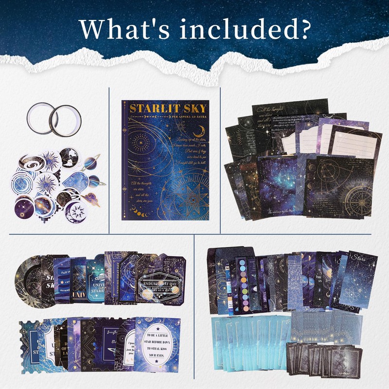 VYRANA 200Pcs Galaxy Bundle Junk Journal Kit Vintage Scrapbook Stickers