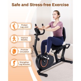 Recumbent Exercise Bike for Home with Quiet 16 Levels Magnetic Resistance, Recumbent Bike for Seniors & Adults with 400LBS Weight Capacity, Large Comfortable Seat, Backlit LCD Monitor, and Pulse Sensor