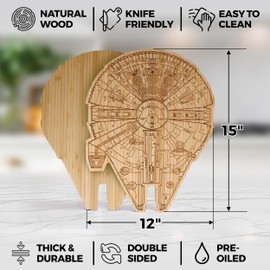 Straga USA-Made Millennium Falcon Cutting Board – Handcrafted Bamboo Charcuterie & Cutting Board – Great Gift for Christmas, Weddings, Father's Day & Birthdays – Eco-Friendly Bamboo