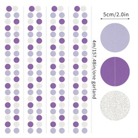 Guirnalda circular para decoración de fiesta de color morado y plateado, de 52 pies, pancarta colgante de boda, cumpleaños, bebé, despedida de soltera, compromiso, día de San Valentín, decoración de