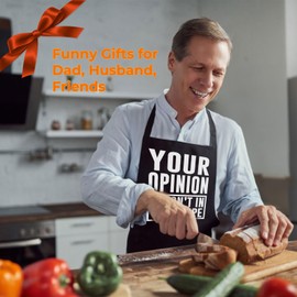 TRADFORE Funny Chef Apron BBQ Aprons with Pockets for Grilling Cooking Kitchen Funny Gifts for Dad Husband Boyfriend Brother with Adjustable Neck Strap Funny Dad Gifts