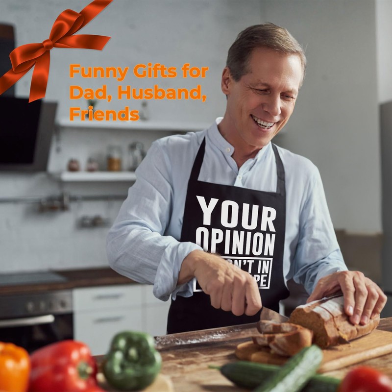 TRADFORE Funny Chef Apron BBQ Aprons with Pockets for Grilling