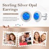 Twoowl Blue Opal Stud Earrings 925 Sterling Silver Blue Stone