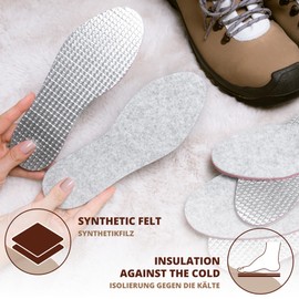 SULPO 2 Pairs of Winter Insoles for Children - Soft 6 mm Felt Insoles - Warm Shoe Insoles - Thermal Insoles for Cold Weather - 28-35 EU, gray