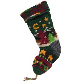 Handknit Wool Christmas Stockings (Green Mountain Scene)