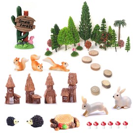 42pcs Animal Trees, Ho Scale Bushes with Animals Figures, Plastic Trees for Projects 1.5-6 inch(4-16 cm), Model Train Scenery