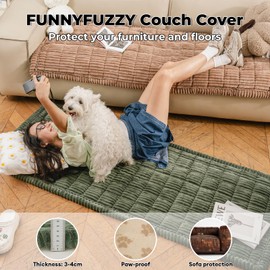 FUNNY FUZZY Pet Couch Covers for Sofa, Washable Dog Couch Cover Protector, Flannel Couch Covers for Dogs Pet- Friendly Mat Bed Sofa Cover (Dark Green, 27.6"×59.1")