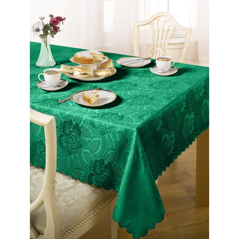 Emma Barclay Damask Rose Tablecloth, Forest Green, 50 x 70