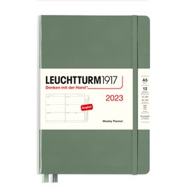 LEUCHTTURM1917 365946 Weekly Planner Medium (A5) 2023, 12 Months, Olive, English