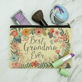 Best Grandma Ever Floral Makeup Cosmetic Bag Organizer Pouch