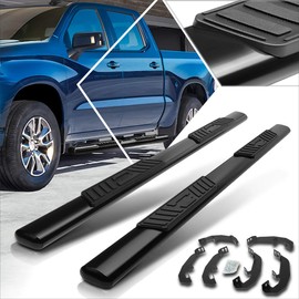 (2Pcs) 5 Inch Black Oval Nerf Step Bars Side Steps Compatible with Silverado Sierra Crew Cab 19-24