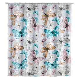 Wenko "Butterfly Shower Curtain, Multi-Coloured, 180 x 200 x 1 cm
