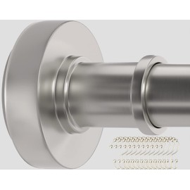 Brushed Nickel Shower Rod with 12 Hooks, Adjustable Length Range 43-72 Inches, Rust Resistance, 22LB Tension Rod with Durable Spring, No Drilling - Use For Bathroom, Bedroom, Home