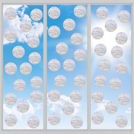 90 Pcs Circle Window Decals to Prevent Bird Strikes - Anti-Collision Window Stickers for Birds, Rainbow Vinyl Suncatcher Stickers, Reusable Static Clings for Bird Window Deterrent, No Glue Needed