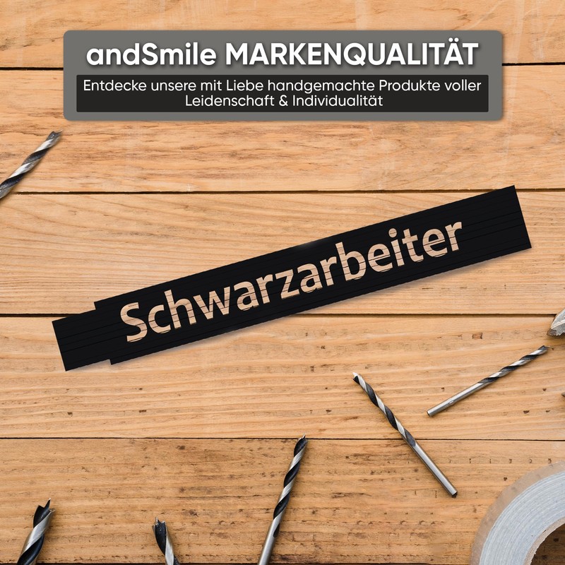 andSmile Folding Rule Black - Metre Stick with Saying Schwarzarbeiter