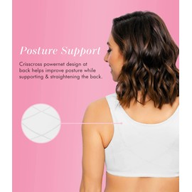 EXQUISITE FORM Womens Front Close Cotton Posture Wirefree with Lace Bra, White, 44C US