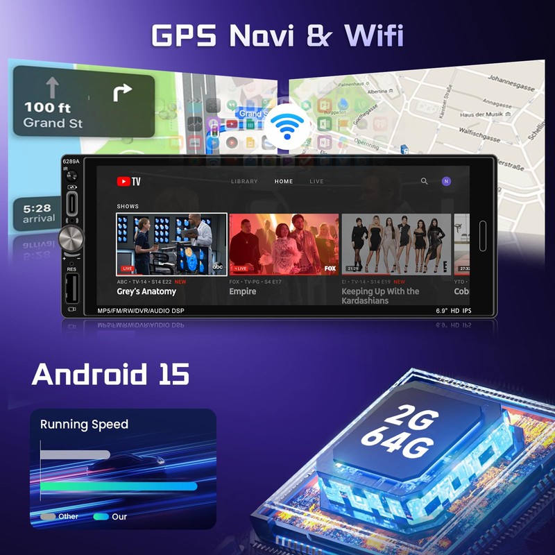 [ 2G 64G] Single Din Android Car Stereo Wireless Carplay