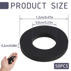 Pack of 50 Washers M6, Plastic Washers, Flat U Washers Made of Rubber, Corrosion Resistant for Screws, Nuts and Threaded Rods for Machines, Hydraulic Systems and Piping
