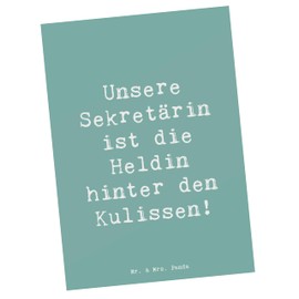 Mr. & Mrs. Panda Postcard Saying Secretary Heroine - Gift, Appreciation Office, Thank You, Secretary, Invisible Heroine