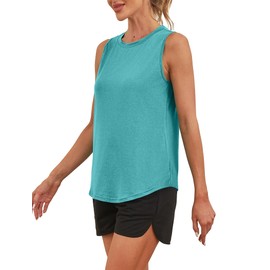 Tank Top for Women Loose Fit Workout Tops Summer Tops 2025 Athletic Tanks Running Gym Clothes Beach Vacation Blue Green L