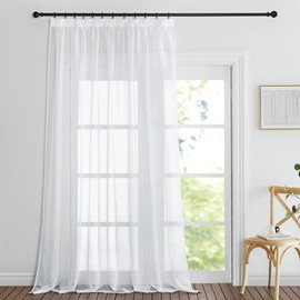 PONY DANCE Voile Curtains with Ruffle Tape, Set of 1, H 245 x W 200 cm, Long Transparent Curtain and Curtains for Living Room & Bedroom, Decorative Curtain, White, Modern