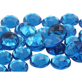 13mm Flat Back Round Acrylic Rhinestones Plastic Gems for Jewelry Making Costume Jewels Cosplay Embelishments - 50 Pieces (Blue Aqua .QR2)