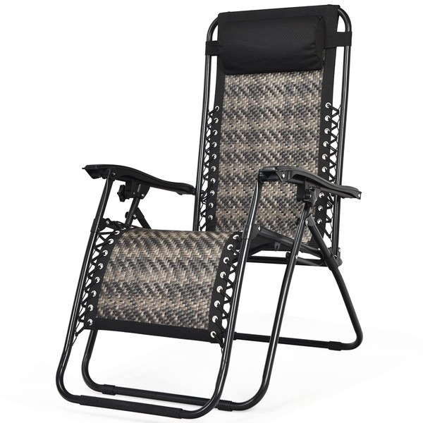 ARLIME PE Rattan Zero Gravity Chair Recliner, Adjustable PE Rattan