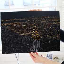 Scratch Map, Most Popular City in the World Scratch Night View Deluxe Poster 16" x 11" - New York
