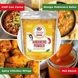 Habanero Pepper Ground 4oz - Premium All Natural Powder. No Additives. Hot & Spicy Rich Flavor By Amazing Chiles and Spices.