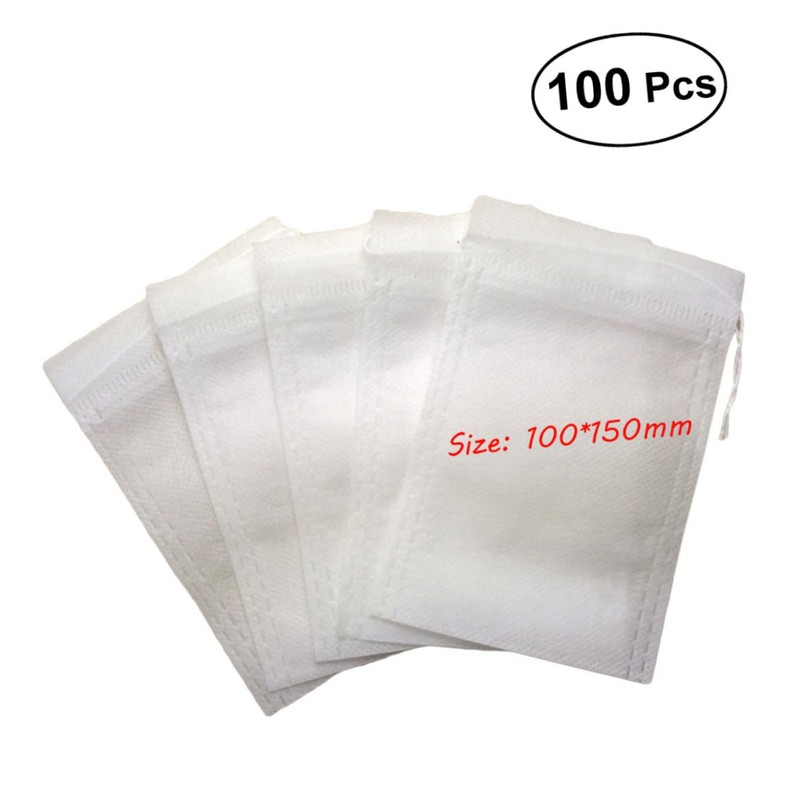 BIUDECO Loose Tea Bags Drawstring 100 Pack Non-Woven Tea Filter