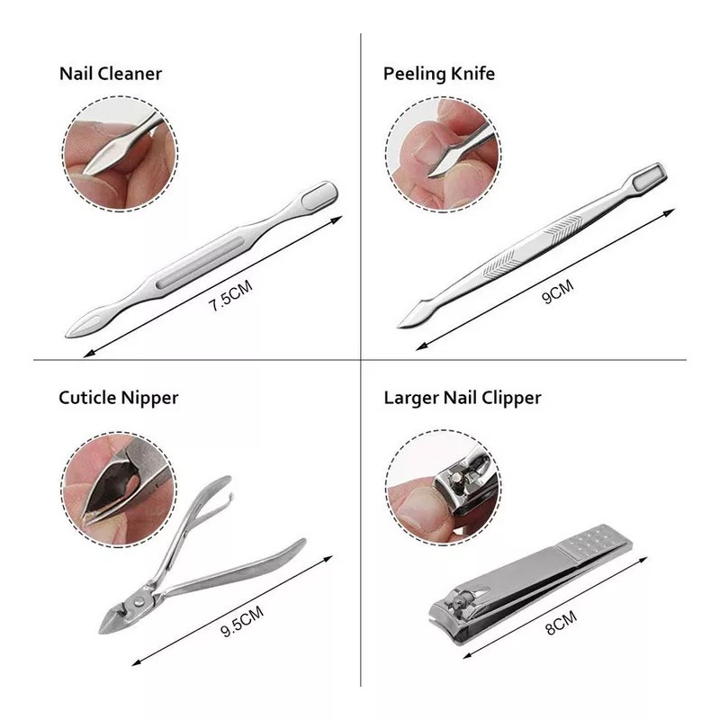 Generice Juego De Cortaúñas D/acero Inox. P/manicura, Pedicura, 19 Pz