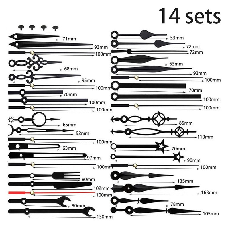 YOCDNOV 14 Styles Black Wall Clock Hands Kit for Small