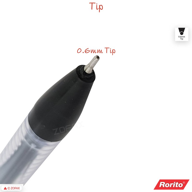rorito 10 x 0.6mm Tip Fasty BLACK Fine Smooth Writing