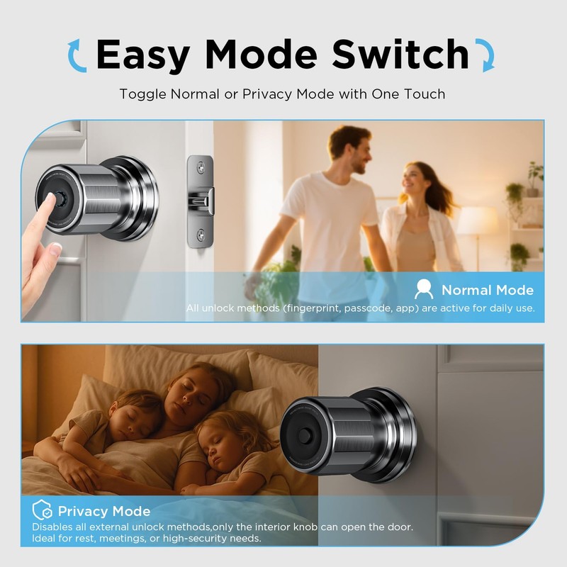 TCL K1 Smart Door Knob, Fingerprint Keyless Entry Door Lock
