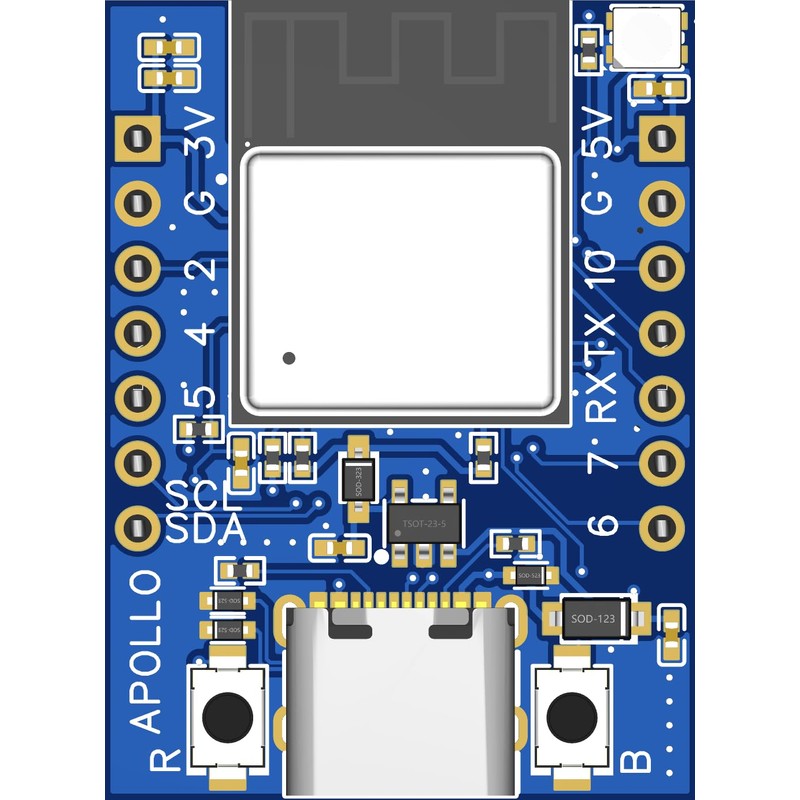 Apollo DEV-1 ESP32-C3 Development Board with USB-C, WiFi, Bluetooth, RGB