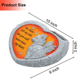 BAYN Cat Pet Memorial Stones Gifts, Solar Heart Shaped Pet Memorial Headstone Grave Markers for Loved Ones Loss of Cat Sympathy Gift Garden Stone Statue
