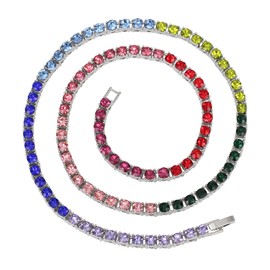 Charles Raymond Iced Out Hip Hop Gold or Silver Tone - Your Choice!! - CZ Miami Cuban Link or Tennis Chain Choker Necklaces, 18", Metal, Rhinestone