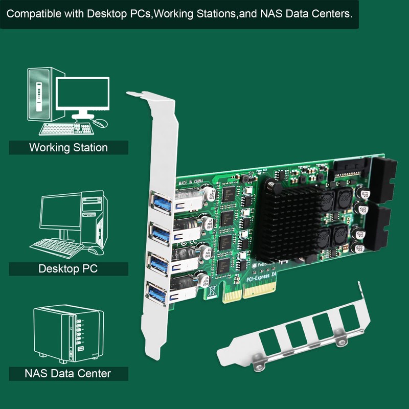 FebSmart Tarjeta PCIE Superspeed 5Gbps USB 3.0 de 8 puertos
