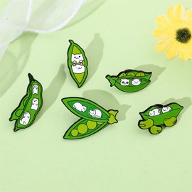 Cat kitty Baby Pea Brooch Pin Cute Kitten Enamel Pin Sets Plant Brooch Novelty Cartoon Cute Enamel Brooch Pin Badges for Clothes Bags Backpacks Party Decoration Jewelry Gift for Cat Pea Fans
