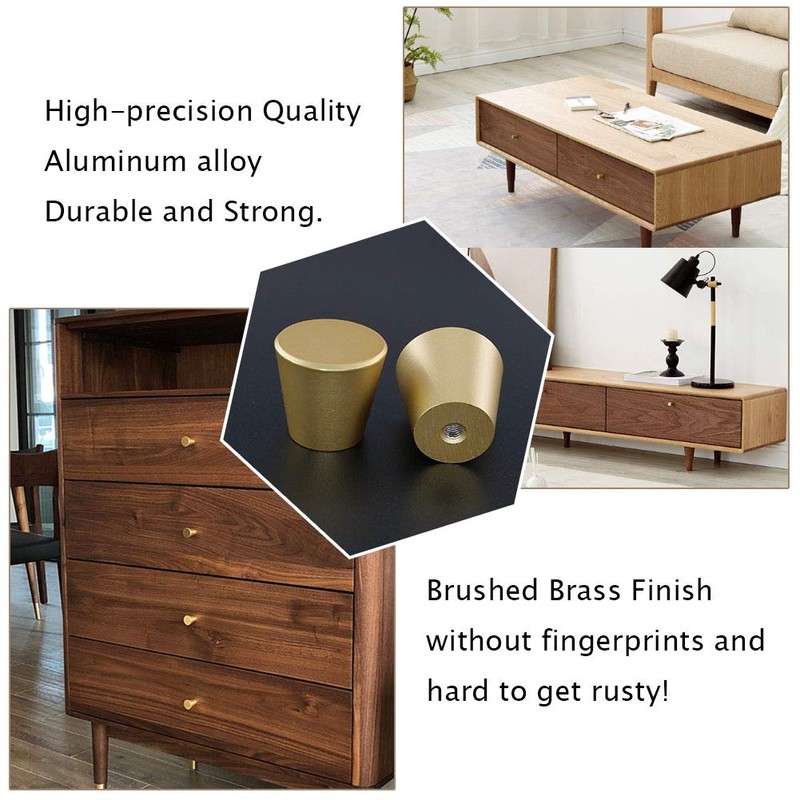 LONTAN Gold Knobs Round Cabinet Knobs 10 Pack Knobs for