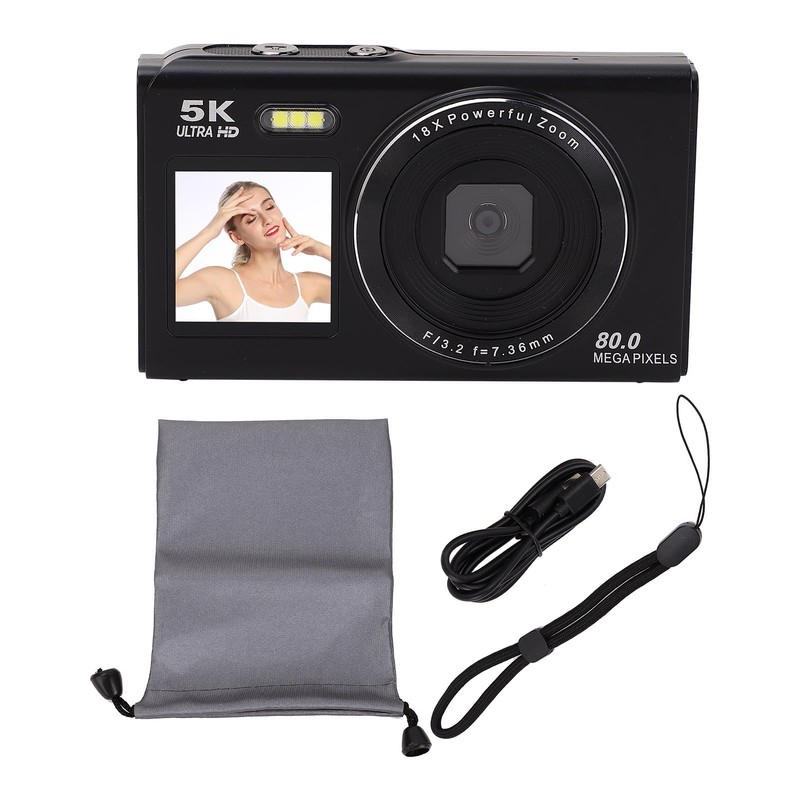 Generic 5K Digital Camera, 80MP Double Screen WiFi Camera 18x
