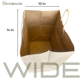 EKOBAGS EXTRA LARGE & WIDE, 25 Pcs, 14"x10"x16", Packed Bags NOT FOLDED, large brown kraft bags with handles, paper bags, shopping bags, bulk gift bags, paper gift bags, bolsas de papel.