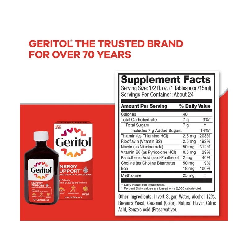 Geritol Liquid Supplement, B-Vitamins & Iron 12 Fluid Ounce (Pack